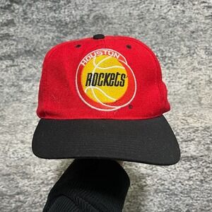 Vintage 90s Houston Rockets Hat Snapback Wool G-Cap Embroidered Adjustable